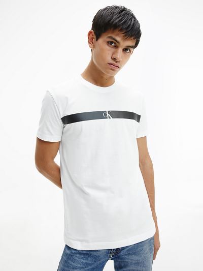 Calvin Klein Ruhák HU966628 | Calvin Klein Slim Organic Cotton Logo Férfi Póló Világos Fehér